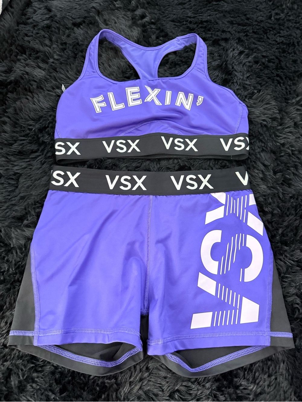 VSX Purple "Flexin'" Sports Bra & Shorts Set